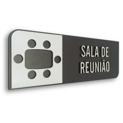 Placa de Sinalização Indicativa MDF 3D - Sala de Reunião